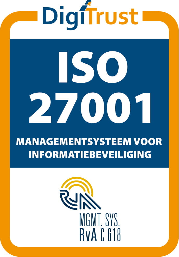 ISO 27001-certificeringslogo voor managementsysteem voor informatiebeveiliging